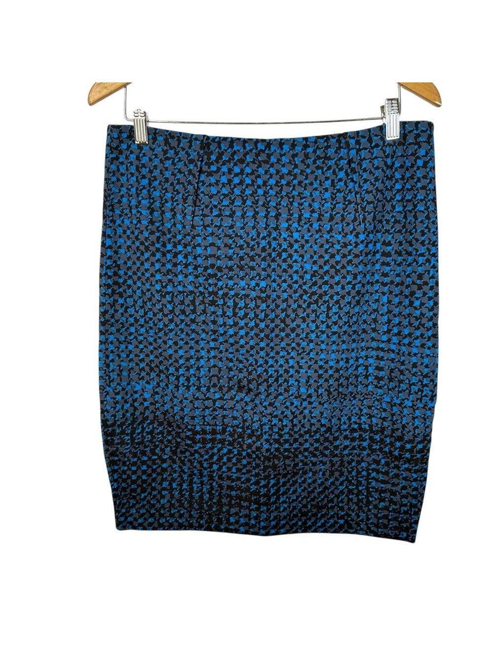 Lord & Taylor Blue Black Stretch Pencil Skirt NWOT Elegant Sleek Workwear